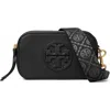 Tory Burch Miller Mini Zip Leather Crossbody Bag In Black