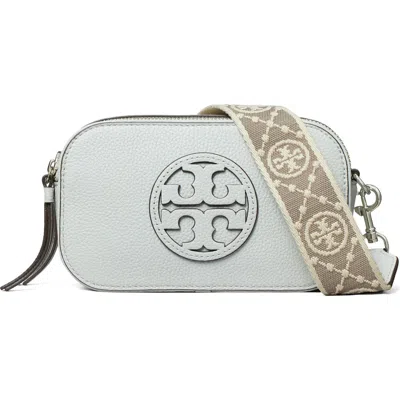 Tory Burch Mini Miller Leather Crossbody Bag In Silver