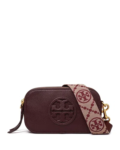 Tory Burch Mini Miller Patent Border Crossbody Bag In Albarossa/gold