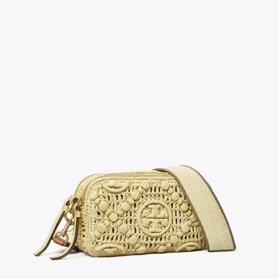 Tory Burch Mini Miller Raffia Crossbody Bag In Brown
