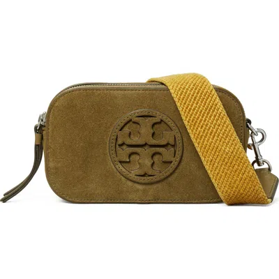 Tory Burch Mini Miller Suede Crossbody Bag In Green
