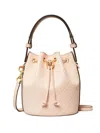 Tory Burch Mini T Monogram Debossed Bucket Bag In Pink