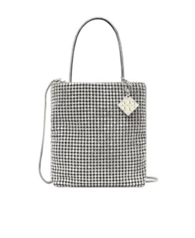 Tory Burch Mini Night Owl Crystal-embellished Tote Bag In Gray