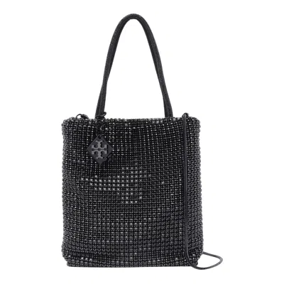 Tory Burch Mini Night Owl Crystal Tote Bag In Black