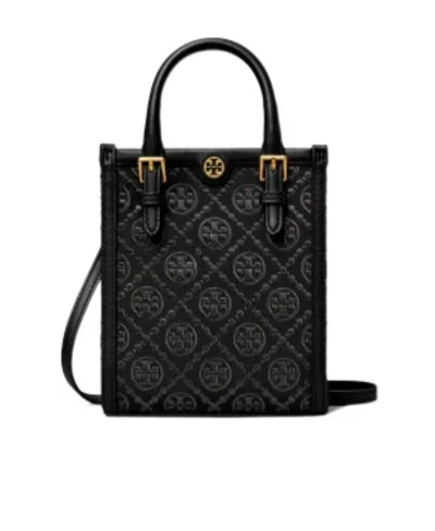 Tory Burch Mini N/s T-monogram Tote Bag In Black