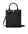 Tory Burch Mini T Monogram Canvas Tote Bag In Black