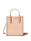 Tory Burch T Monogram Leather Mini N/s Tote In Neutrals
