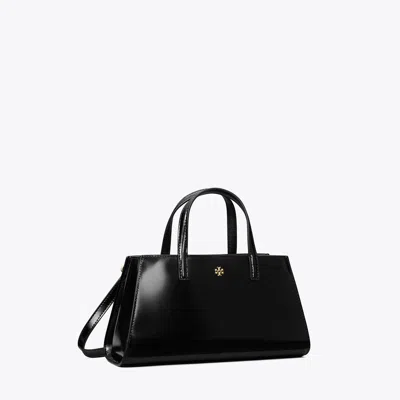 Tory Burch Mini Patent Leather Tote In Black