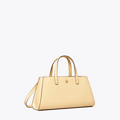 Tory Burch Mini Patent Leather Tote In Sand