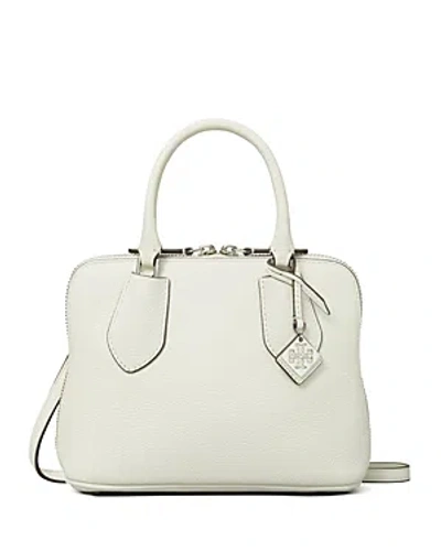 Tory Burch Mini Pebbled Leather Swing Bag In White/gold