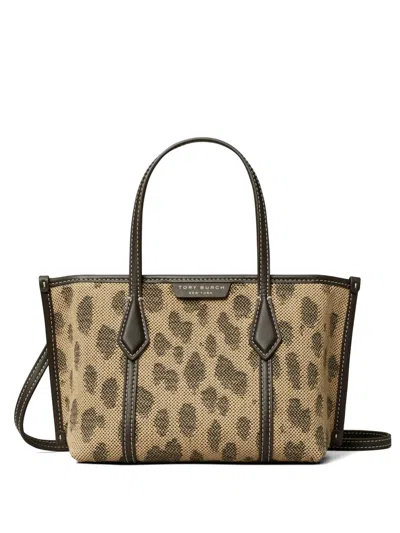 Tory Burch Perry Mini Printed Canvas Tote Bag In Brown