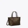 Tory Burch Mini Perry Coated Canvas Tote In Brown
