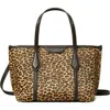 Tory Burch Mini Perry Leopard Genuine Calf Hair Tote In Brown