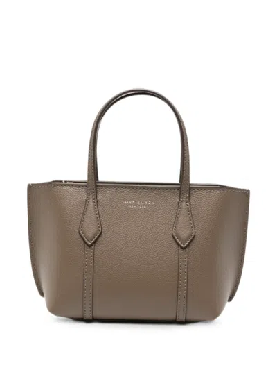 Tory Burch Mini Perry Pebbled Leather Tote Bag In Brown