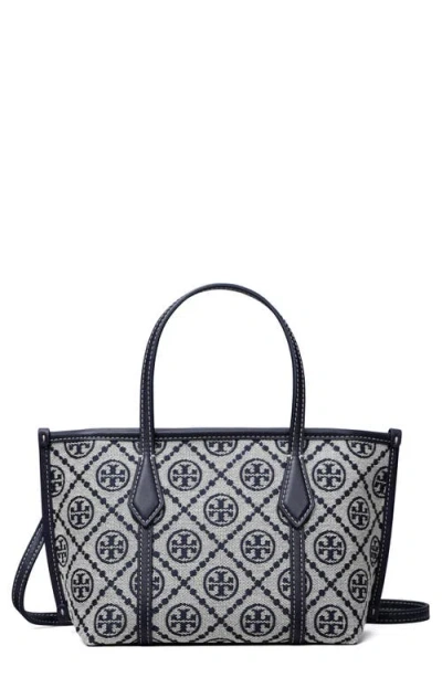 Tory Burch Mini Perry T Monogram Jacquard Tote In Blue