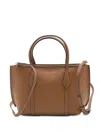 Tory Burch Mini Perry Zip-top Leather Tote Bag In Brown