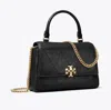 Tory Burch Mini Quilted Top Handle Chain Wallet In Black
