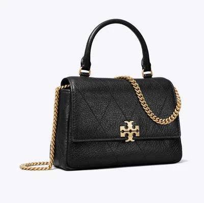 Tory Burch Mini Quilted Top Handle Chain Wallet In Black