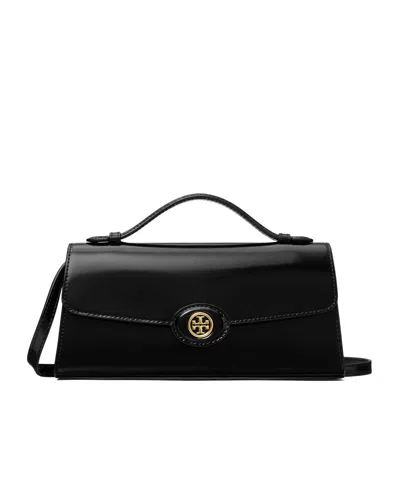 Tory Burch Mini Robinson Spazzolato Handbag In Black