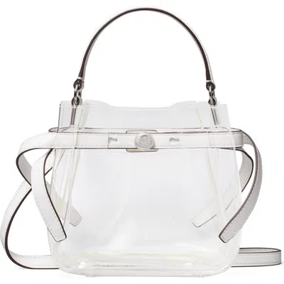 Tory Burch Mini Romy Clear Bucket Bag In White