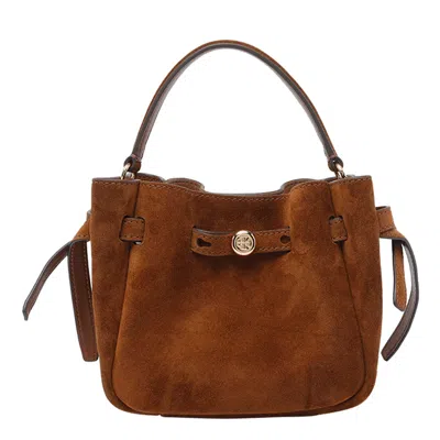 Tory Burch Mini Romy Suede Bucket Bag In Brown