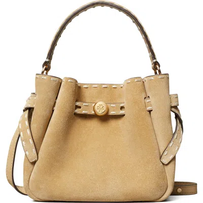 Tory Burch Mini Romy Suede Bucket Bag In Brown