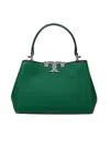 Tory Burch Eleanor Mini Satchel In Hammered Leather Green Color In Green