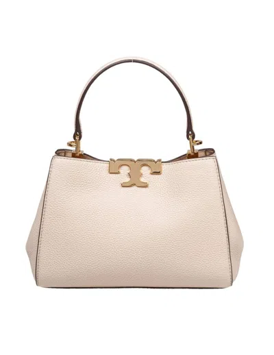 Tory Burch Mini Satchel In Hammered Leather In Gray