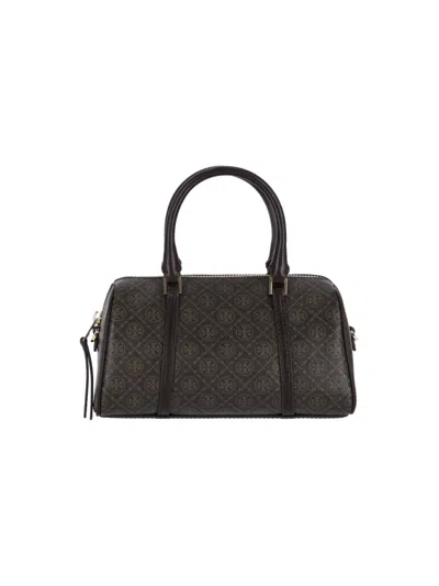 TORY BURCH TORY BURCH MINI SHOULDER BAG "BARREL T MONOGRAM" – BROWN