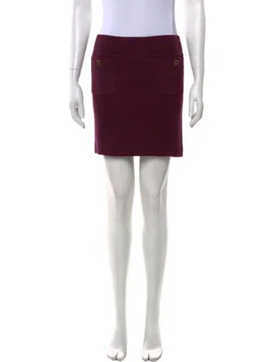 Pre-owned Tory Burch Mini Skirt In Burgundy
