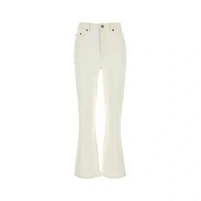 Tory Burch Mini Structured Relaxed Fit Pants In White Chalk Wash