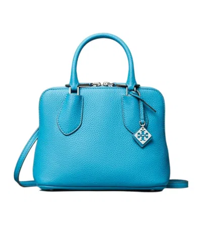 Tory Burch Mini Swing Leather Tote Bag In Blue