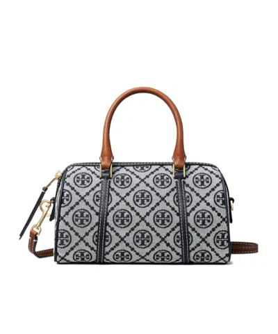 Tory Burch Mini T Monogram Barrel Bag In Gray
