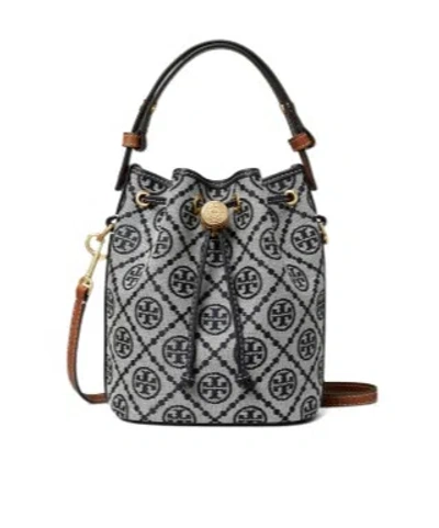 Tory Burch Mini T Monogram Bucket Bag In Black