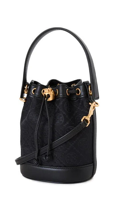 Tory Burch T Monogram Mini Bucket Bag In Black