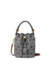 Tory Burch Mini T Monogram Bucket Bag In Blue