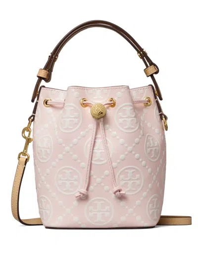 Tory Burch Mini T Monogram Bucket Bag In Pink