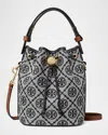 Tory Burch Mini T Monogram Canvas Bucket Bag In Tory Navy