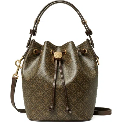 TORY BURCH TORY BURCH MINI T MONOGRAM COATED CANVAS BUCKET BAG