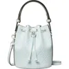 Tory Burch Mini T Monogram Debossed Bucket Bag In Ice Blue