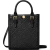 Tory Burch Mini T Monogram Canvas Tote Bag In Black