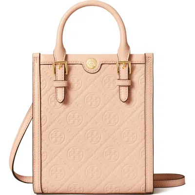 Tory Burch T Monogram Leather Mini N/s Tote In Blush
