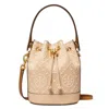 Tory Burch Mini T Monogram Embossed Bucket Bag In Orange