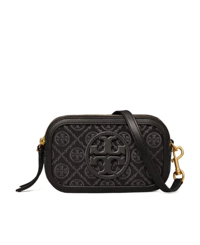 Tory Burch Mini T Monogram-jacquard Crossbody Bag In Black