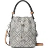 Tory Burch Mini T Monogram Jacquard Utility Bucket Bag In Gray