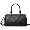 Tory Burch Mini T Monogram Leather Barrel Bag In Black