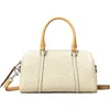 Tory Burch Mini T Monogram Leather Barrel Bag In White