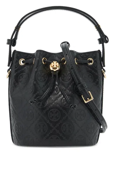 Tory Burch Mini T Monogram Leather Bucket Bag