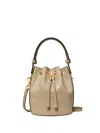 Tory Burch Mini T Monogram Leather Bucket Bag In Fresh Clay