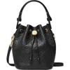 Tory Burch Mini T Monogram Pebble Leather Bucket Bag In Black